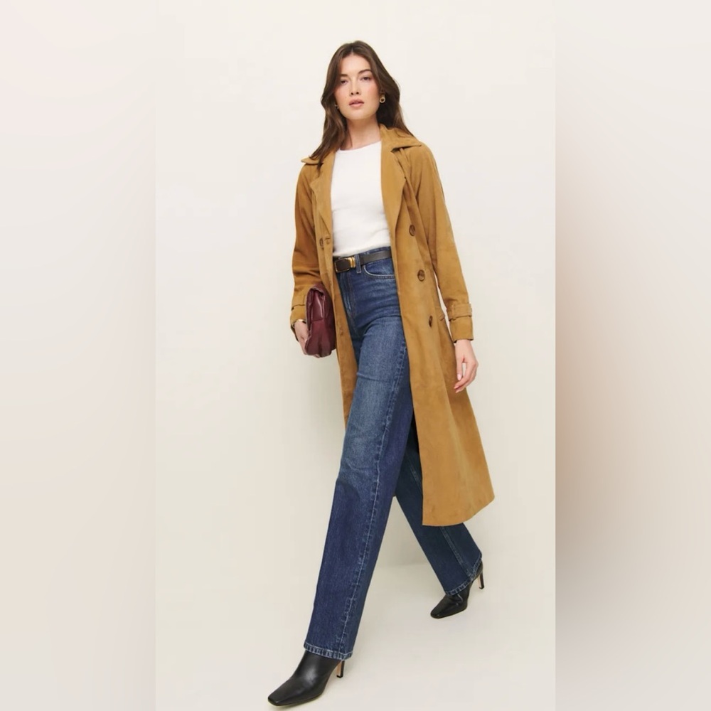 Reformation Veda Suede Trench Coat size M